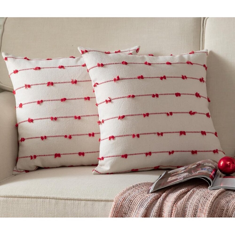 Elegant Striped Throw Pillow Covers 18x18 – Perfect for Home & Holidays